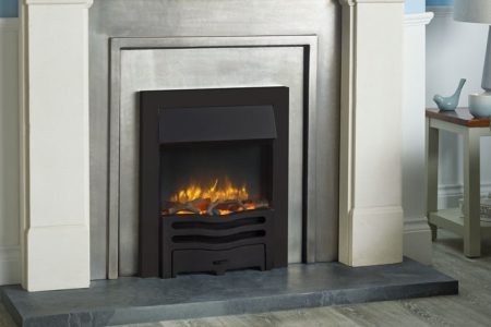 Logic2 Electric Wave With Matt Black Frame And Front With Log Fuel Effect Mi