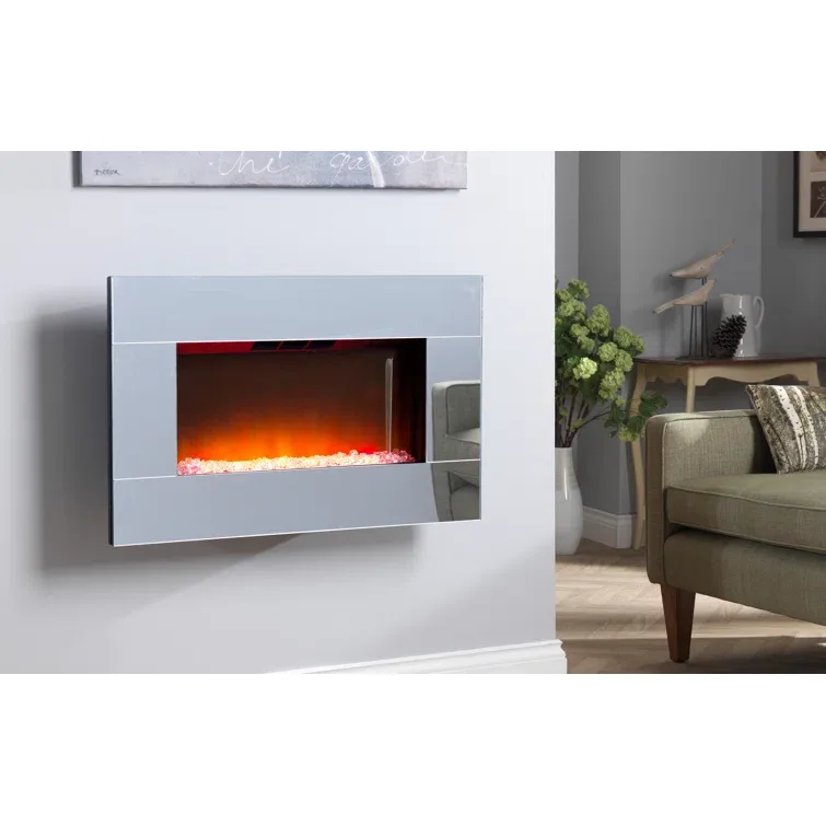 Dimplex Diamantique Optiflame1 4K W Contemporary Electric Firewith Mirrored Glass Frame