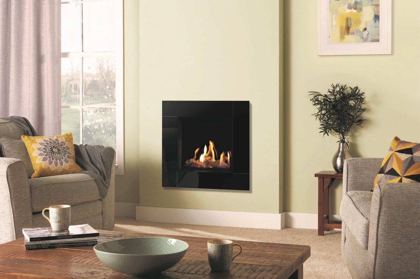 Riva2 500 Hl Slimline Icon Xs With Echo Flame Black Glass Lining