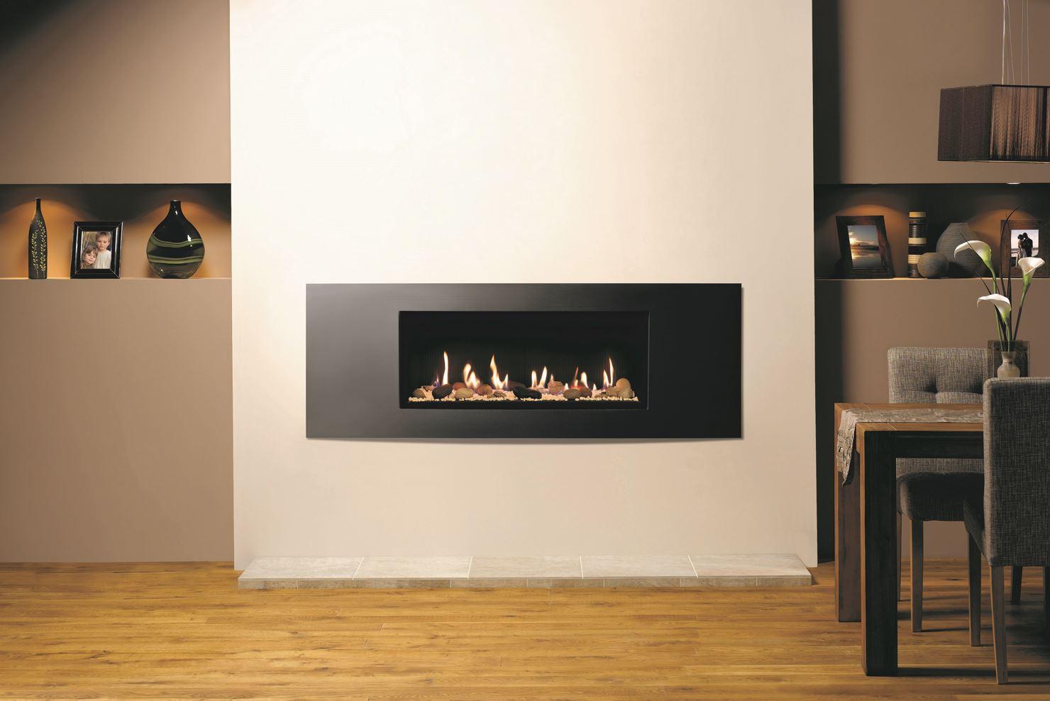 Studio 2 Cf Verve Frame In Graphite With Pebble Stone Fuel Bed And Black Reeded Lining